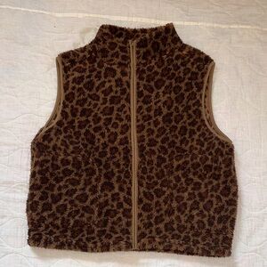 Leopard Print Fuzzy Vest